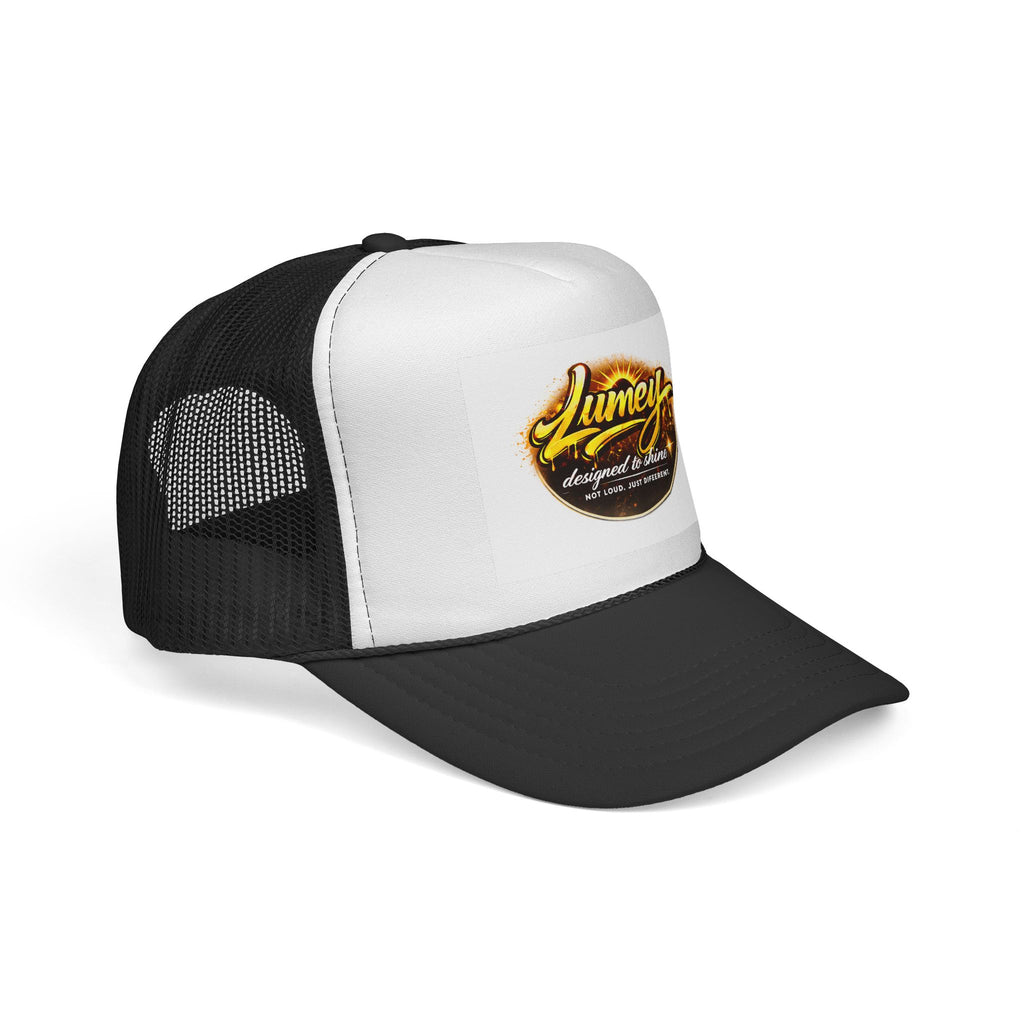 Designed to Shine' Trucker Cap — Retro Sunburst Logo Mesh Hat