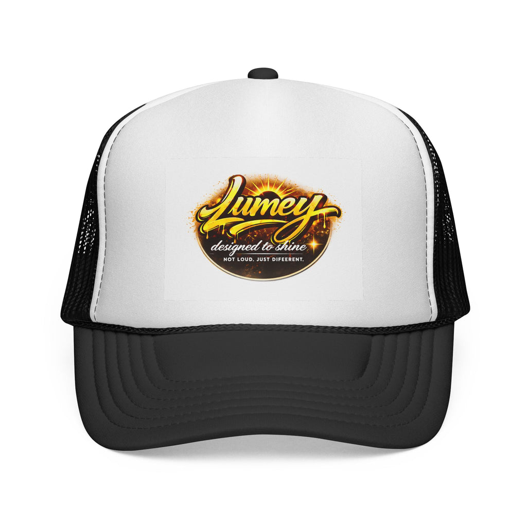 Designed to Shine' Trucker Cap — Retro Sunburst Logo Mesh Hat